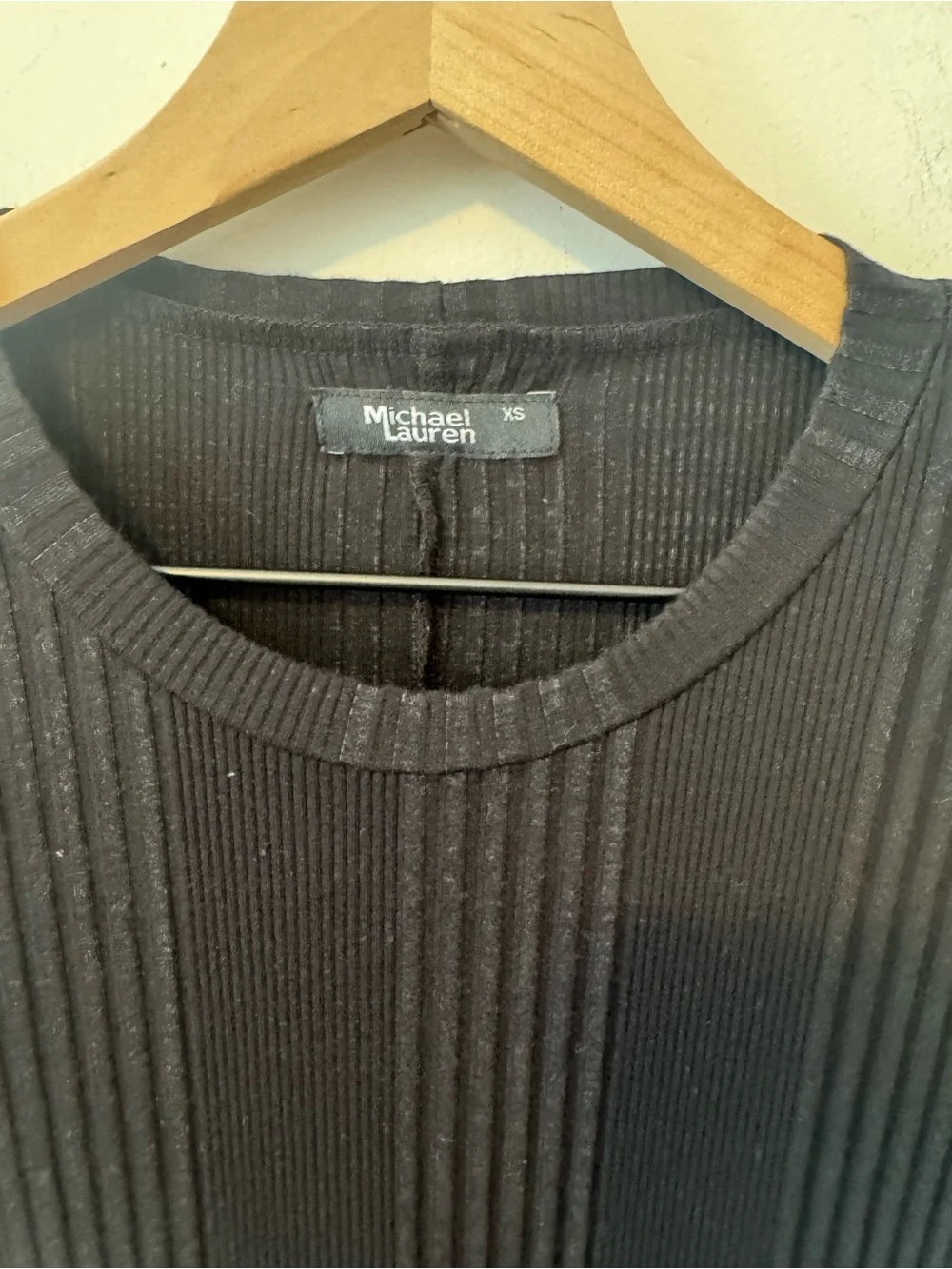 Michael Lauren Lounge Black Ribbed Long Sleeve Knit Dress XS